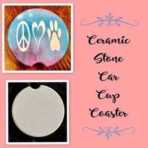 Ceramic Stone Peace, Love & Dogs Car Cup Coaster